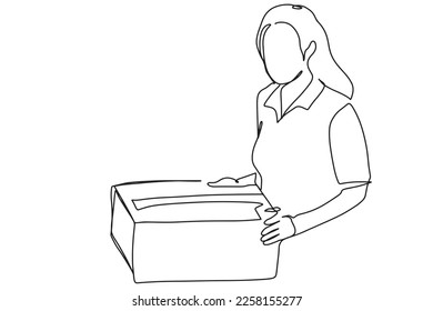Online-Shopping-Kurierdienst mit einer Linie, Vektorgrafik handgezeichnet