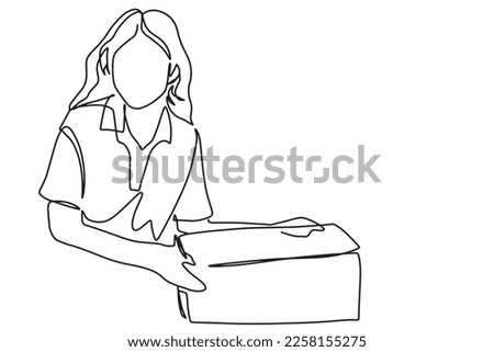 one line continuous line courier online shopping delivery vector illustration hand drawn