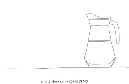 Decantador continuo de una línea. Esquema de la caja de arte de línea. Arte vector dibujado a mano.