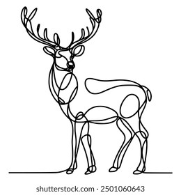 one line continuous deer animal vector illustration template design