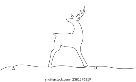 One line continuous deer. Vector illustration.