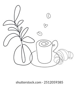 One line continuous design of chef in hat serving pizza. Cute cooking art character. vector illustration on white background.

