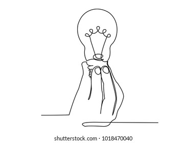 one line continuous draw woman with a light bulb, a man with a light bulb, a doctor with a lightbulb painted by hand picture silhouette. Line art. character woman male doctor, hand holding light bulb