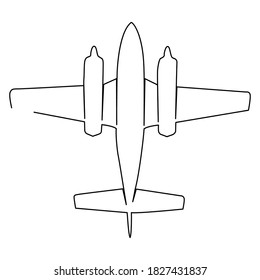 one line continuous drawing airplane from top view