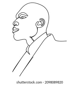 one line continuous drawing bald man looking to the left side