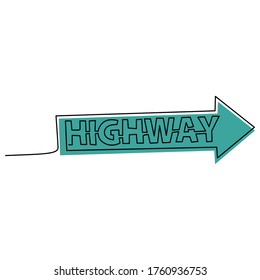 símbolo de señalización de la autopista azul de dibujo continuo de una línea