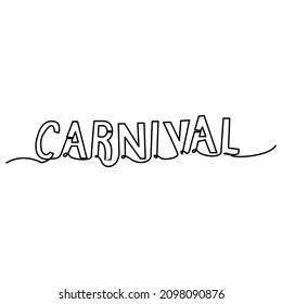 one line continuous drawing carnival word