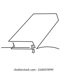 one line continuous drawing of closed book with bookmark
