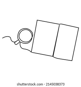 one line continuous drawing of coffee and a book