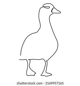 one line continuous drawing of cute duck