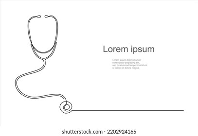 One Line Continuous Drawing Design Of Stethoscope. Illustration With Quote Template. 