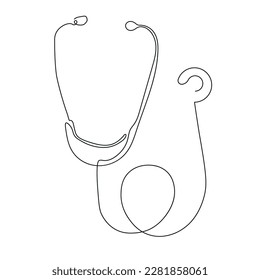 one line continuous drawing design of stethoscope.