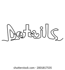 palabra de detalles de dibujo continuo de una línea