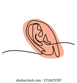 one line continuous drawing ear color