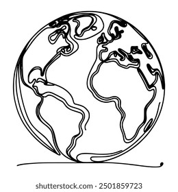 Diseño de Plantilla de Ilustración vectorial de globo terráqueo de dibujo continuo de una línea