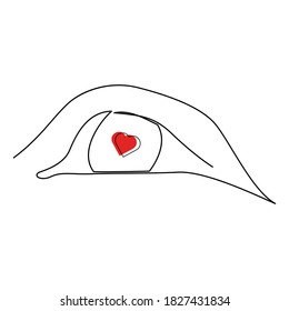 one line continuous drawing eye with love inside