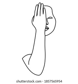 eine durchgehende, mit der rechten Hand bedeckte Zeichenfläche