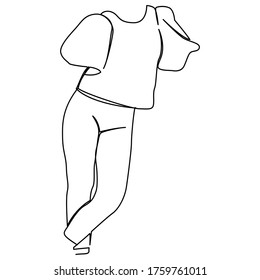 one line continuous drawing fashionable pose with dress and long blues