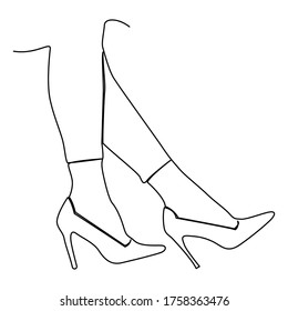 one line continuous drawing feet wearing a pair of high heel