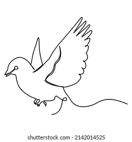 one line continuous drawing of flying bird to the left side