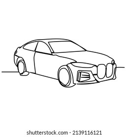 One Line Continuous Drawing Of Front View Official Car