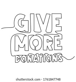 one line continuous drawing give more donations sentence