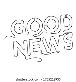 one line continuous drawing good news words