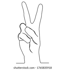 one line continuous drawing hand make a peace symbol