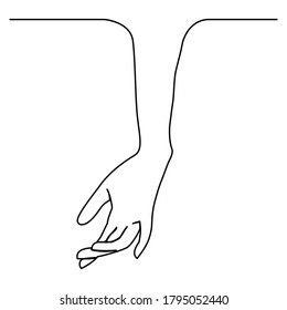 one line continuous drawing hand with five fingers laying down