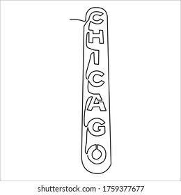 one line continuous drawing horizontal chicago signage symbol