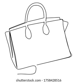 one line continuous drawing leather tote bag