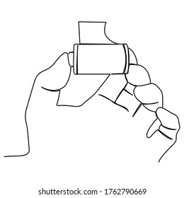 one line continuous drawing left hand holding a camera roll film
