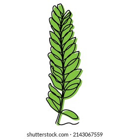 one line continuous drawing of long green plant