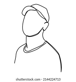 one line continuous drawing of man wearing trucker cap