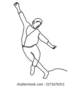 dibujo continuo de una línea de baile del hombre