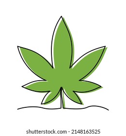 dibujo continuo de una línea de ilustración vectorial de la marihuana y la hoja de cannabis