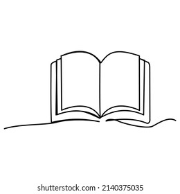 one line continuous drawing of open book middle