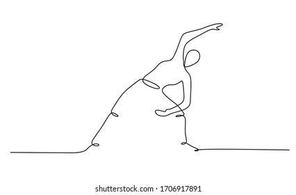 One line continuous drawing of people stretching before workout