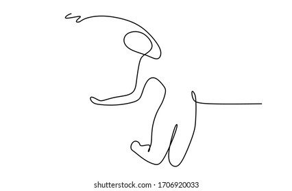 One line continuous drawing of people doing jumping sport 