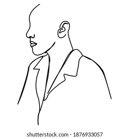 one line continuous drawing person looking to the left wearing formal cloth
