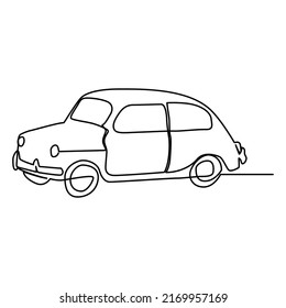 dibujo continuo de una línea del coche clásico retro