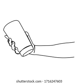 one line continuous drawing right hand holding glass