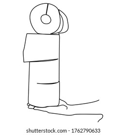 one line continuous drawing right hand holding a stack of toilet paper
