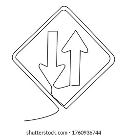 one line continuous drawing up road down road up way down way signage symbol