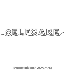 one line continuous drawing selfcare letter word