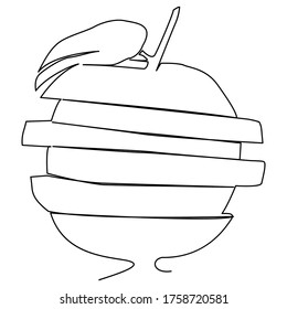 one line continuous drawing sliced apple
