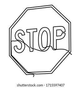 one line continuous drawing stop sign