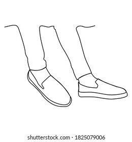 one line continuous drawing two feet wearing slip on shoe