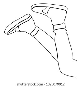 one line continuous drawing two feet upside down wearing sneaker