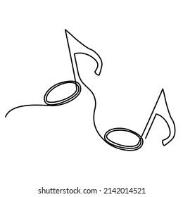 one line continuous drawing of two eighth musical note